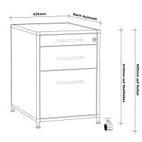 Rollcontainer 05602 - 60cm - Hängeregistratur Holz Schwarz Schloss 107