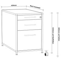 Standcontainer 05802 - 80cm - Hängeregistratur Holz Weiss Schloss 002