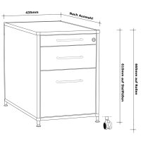 Standcontainer 05802 - 80cm - Hängeregistratur Holz Schwarz Schloss 083