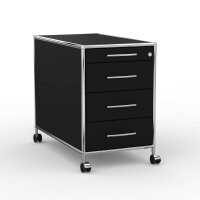Rollcontainer 05801 - 80cm - 4 Schubladen Holz Schwarz Schloss 068