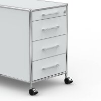 Rollcontainer 05801 - 80cm - 4 Schubladen Holz Lichtgrau Schloss 062