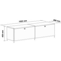 Lowboard 01002 - 2 x Klappe Metall auf Stellfüßen Rubinrot RAL 3003