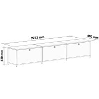 Lowboard 01003 - 3 x Klappe Metall auf Stellfüßen Rubinrot RAL 3003