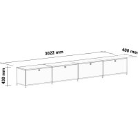 Lowboard 01004 - 4 x Klappe Metall auf Stellfüßen Rubinrot RAL 3003