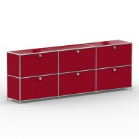 Sideboard 02003 - 6 x Klappe Metall Rubinrot RAL 3003