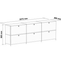 Sideboard 02003 - 6 x Klappe Metall Rubinrot RAL 3003