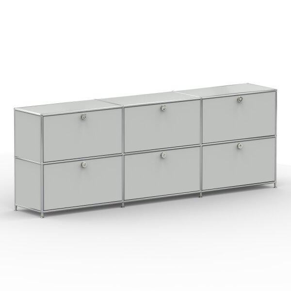 Sideboard 02003 - 6 x Klappe Metall Lichtgrau RAL 7035