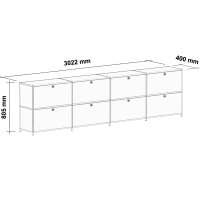 Sideboard 02004 - 8 x Klappe Metall Rubinrot RAL 3003