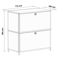 Sideboard 02101 - 2 x Schublade Metall Rubinrot RAL 3003