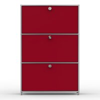 Highboard 03001 - 3 x Klappe Metall Rubinrot RAL 3003