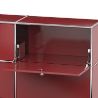 Highboard 03001 - 3 x Klappe Metall Rubinrot RAL 3003