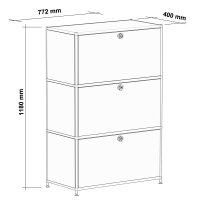 Highboard 03001 - 3 x Klappe Metall Graphitschwarz RAL 9011