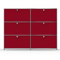 Highboard 03002 - 6 x Klappe Metall Rubinrot RAL 3003