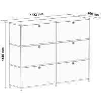Highboard 03002 - 6 x Klappe Metall Graphitschwarz RAL 9011