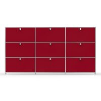 Highboard 03003 - 9 x Klappe Metall Rubinrot RAL 3003