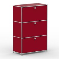 Highboard 03101 - 3 x Schublade Metall Rubinrot RAL 3003