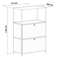 Highboard 03521 - 1 x offenes Fach 2 x Klappe - Metall Rubinrot RAL 3003