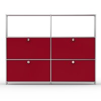 Highboard 03522 - 2 x offenes Fach 4 x Klappe - Metall Rubinrot RAL 3003