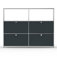 Highboard 03522 - 2 x offenes Fach 4 x Klappe - Metall Anthrazitgrau RAL 7016