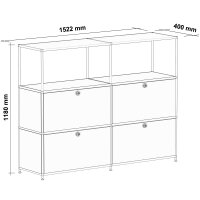 Highboard 03522 - 2 x offenes Fach 4 x Klappe - Metall Anthrazitgrau RAL 7016