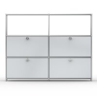 Highboard 03522 - 2 x offenes Fach 4 x Klappe - Metall Lichtgrau RAL 7035