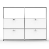 Highboard 03522 - 2 x offenes Fach 4 x Klappe - Metall Signalweiss RAL 9003