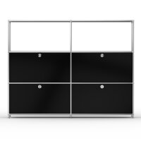 Highboard 03522 - 2 x offenes Fach 4 x Klappe - Metall Graphitschwarz RAL 9011