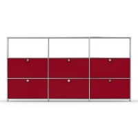 Highboard 03523 - 3 x offenes Fach 6 x Klappe - Metall Rubinrot RAL 3003