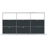 Highboard 03523 - 3 x offenes Fach 6 x Klappe - Metall Anthrazitgrau RAL 7016