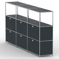 Highboard 03523 - 3 x offenes Fach 6 x Klappe - Metall Anthrazitgrau RAL 7016