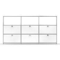 Highboard 03523 - 3 x offenes Fach 6 x Klappe - Metall Signalweiss RAL 9003