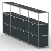 Highboard 03524 - 4 x offenes Fach 8 x Klappe - Metall Anthrazitgrau RAL 7016