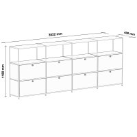 Highboard 03524 - 4 x offenes Fach 8 x Klappe - Metall Anthrazitgrau RAL 7016