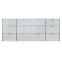 Highboard 03524 - 4 x offenes Fach 8 x Klappe - Metall Lichtgrau RAL 7035