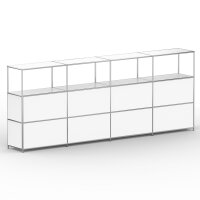 Highboard 03524 - 4 x offenes Fach 8 x Klappe - Metall Signalweiss RAL 9003