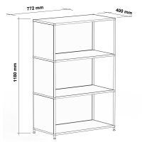 Regal 04109 - 3 x offenes Fach - Metall Rubinrot RAL 3003