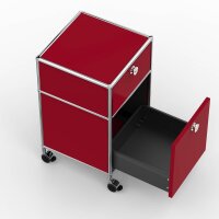 Rollcontainer 05002 - 40cm - 1xES 1xES2 Metall Rubinrot RAL 3003