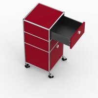 Rollcontainer 05007 - 40cm - 2xES 1xHG Metall Rubinrot RAL 3003