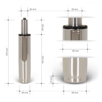 Gasdruckfeder 120mm Hub - TÜV geprüft Chrome...