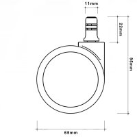 Hartbodenrollen 65mm - Stift 11mm mit Kunststoffring (5 Stk.) Schwarz / Grau (PU)