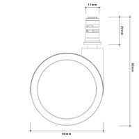 Hartbodenrollen 60mm - Stift 11mm mit Kunststoffring (5 Stk.) PU schwarz