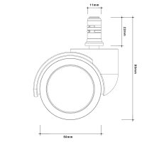 Hartbodenrollen 50mm - Stift 11mm mit Kunststoffring (5 Stk.) PU schwarz