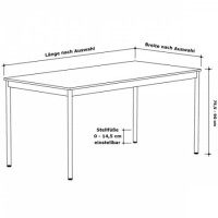 Schreibtisch 150 x 80 cm 16mm Tischplatte Weiss ABS Lichtgrau Ohne Kabeldurchlass