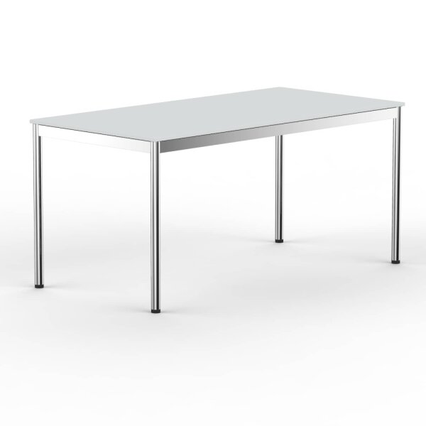 Schreibtisch Konferenztisch VST1 - 150 x 80 cm 16mm Lichtgrau ABS Weiss Ohne Kabeldurchlass Ohne Kabelkanal