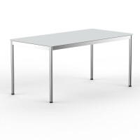 Schreibtisch Konferenztisch VST1 - 160 x 60 cm 16mm Lichtgrau ABS Weiss Ohne Kabeldurchlass Ohne Kabelkanal