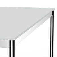 Schreibtisch Konferenztisch VST1 - 160 x 60 cm 16mm Lichtgrau ABS Weiss Ohne Kabeldurchlass Ohne Kabelkanal