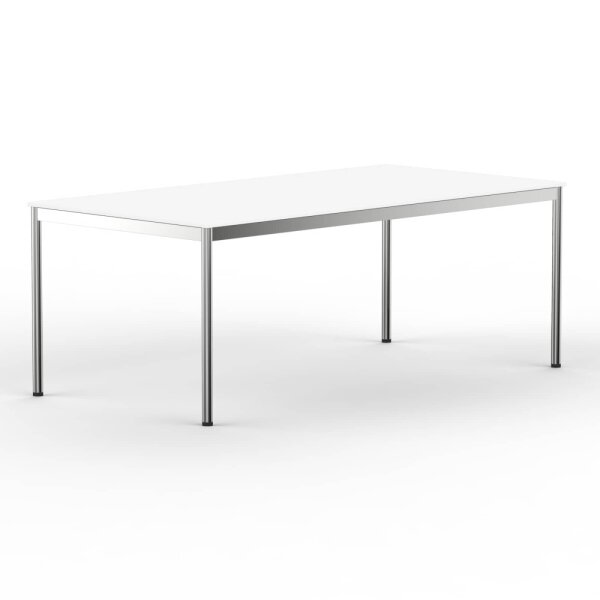 Schreibtisch Konferenztisch VST1 - 200 x 60 cm 16mm Weiss ABS Weiss Ohne Kabeldurchlass Ohne Kabelkanal