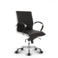 Montreal Design Bürostuhl Leder Schwarz SH 46-54cm...