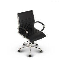 Montreal Design Bürostuhl Leder Schwarz SH 46-54cm Lieferung zerlegt