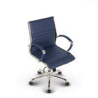 Montreal Design Bürostuhl Leder Blau SH 46-54cm Lieferung zerlegt